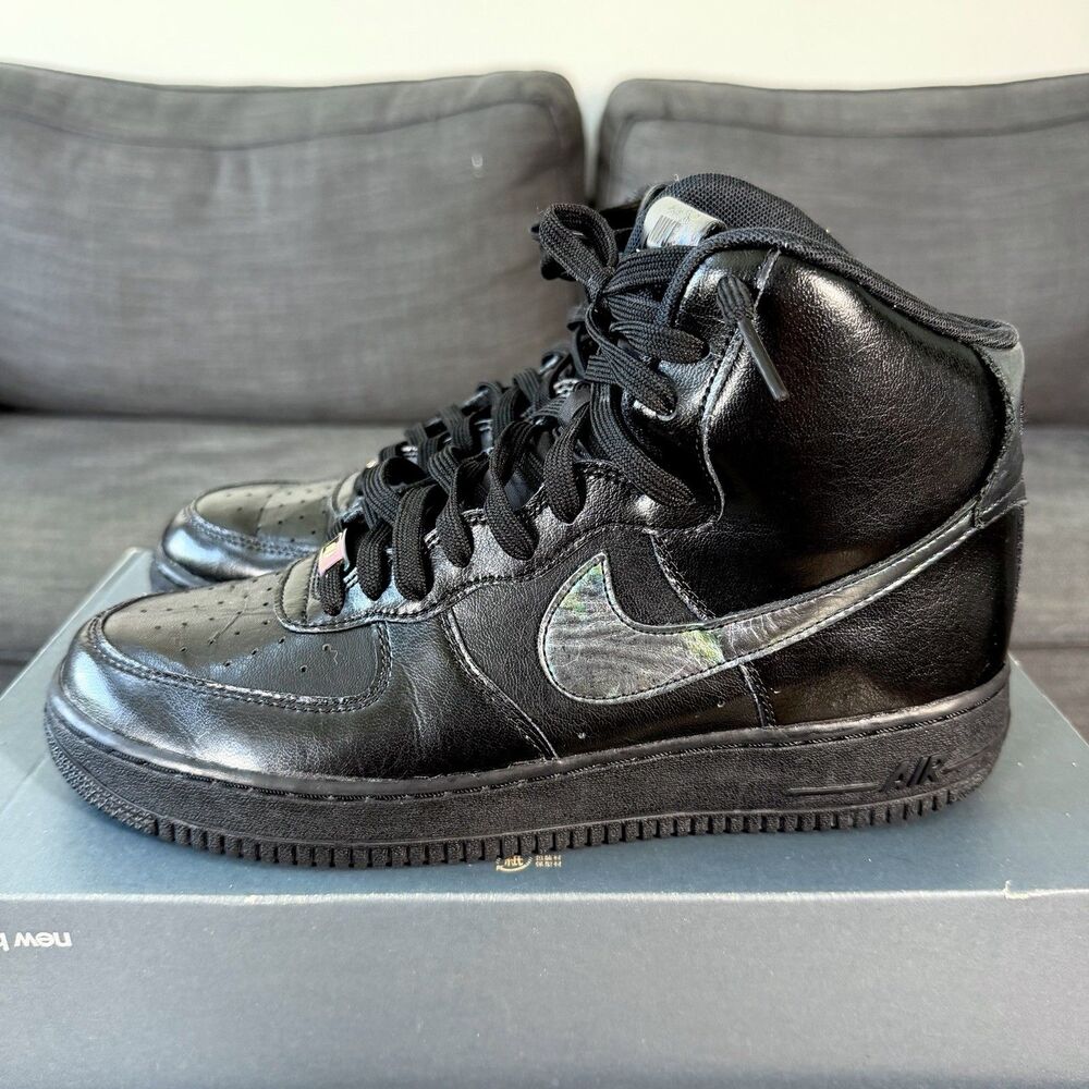 Nike Air Force 1 07 LV8 High Black Iridescent High Top Sneakers Men's Size 10